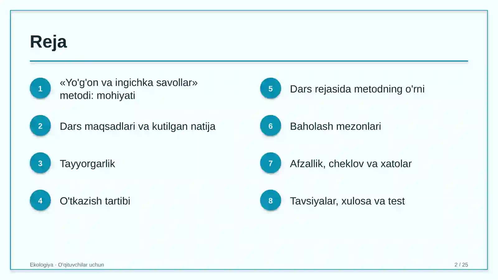 ekologiya darslarida yo'g'on va ingichka savollar metodidan foydalanish 8075 2