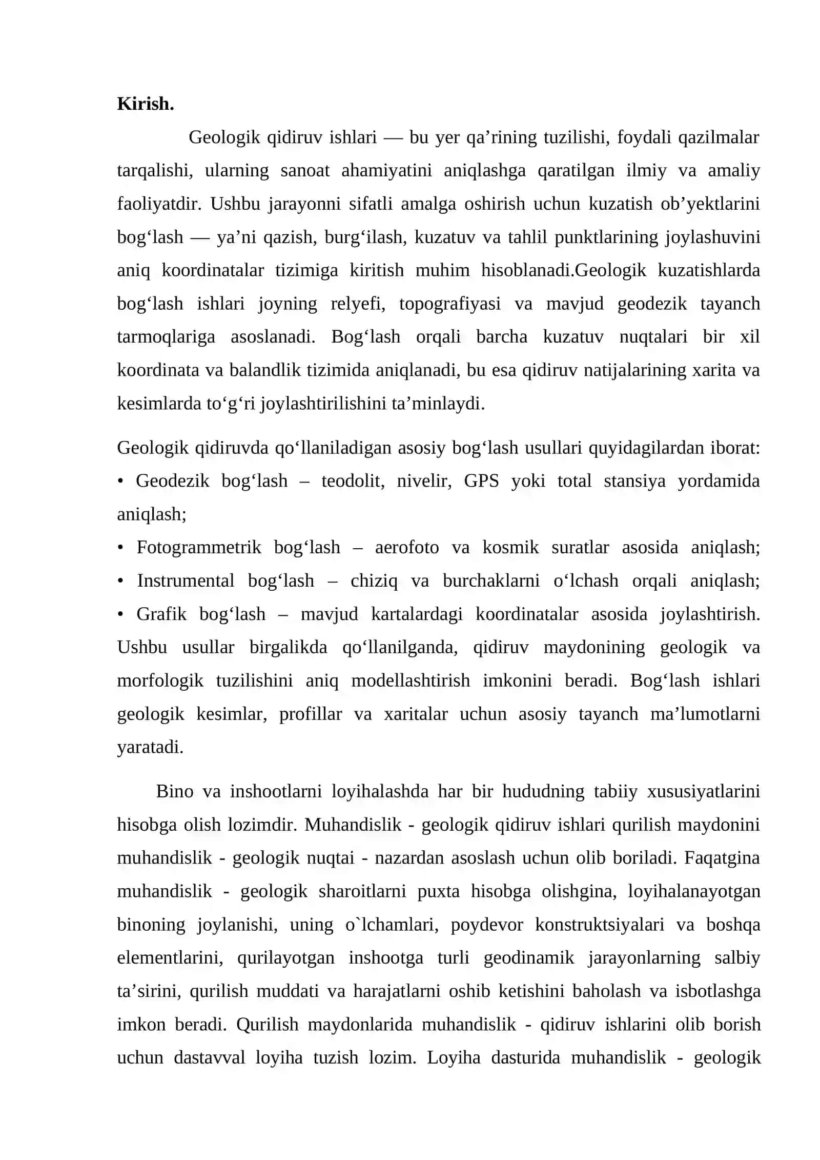Geologik qidiruv kuzatish ob’yektlarini bog'lash usullar 2