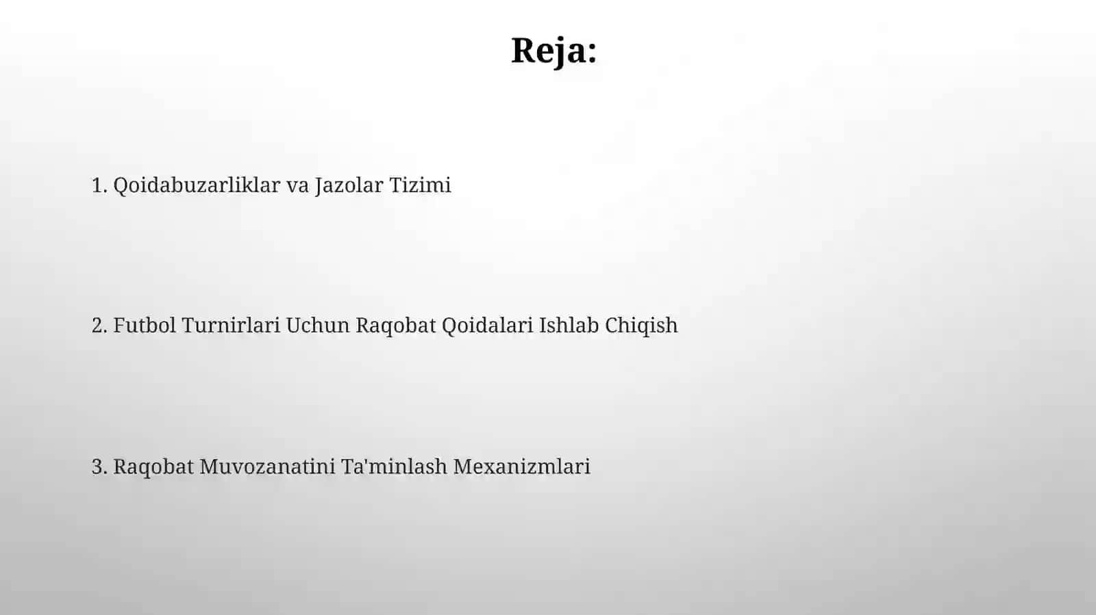 Futbol musobaqalarida musobaqa nizomini tuzish 2