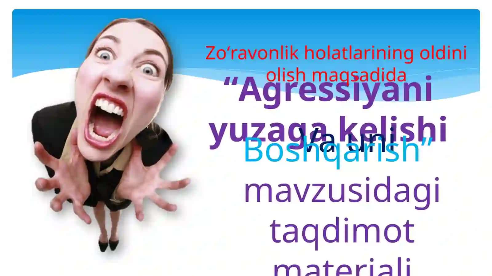 Agressiyani yuzaga kelishi Va uni Boshqarish 2