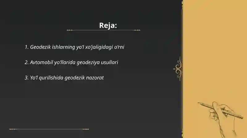 Geodezik ishlarining yo‘l xo‘jaligidagi axamiyati 2