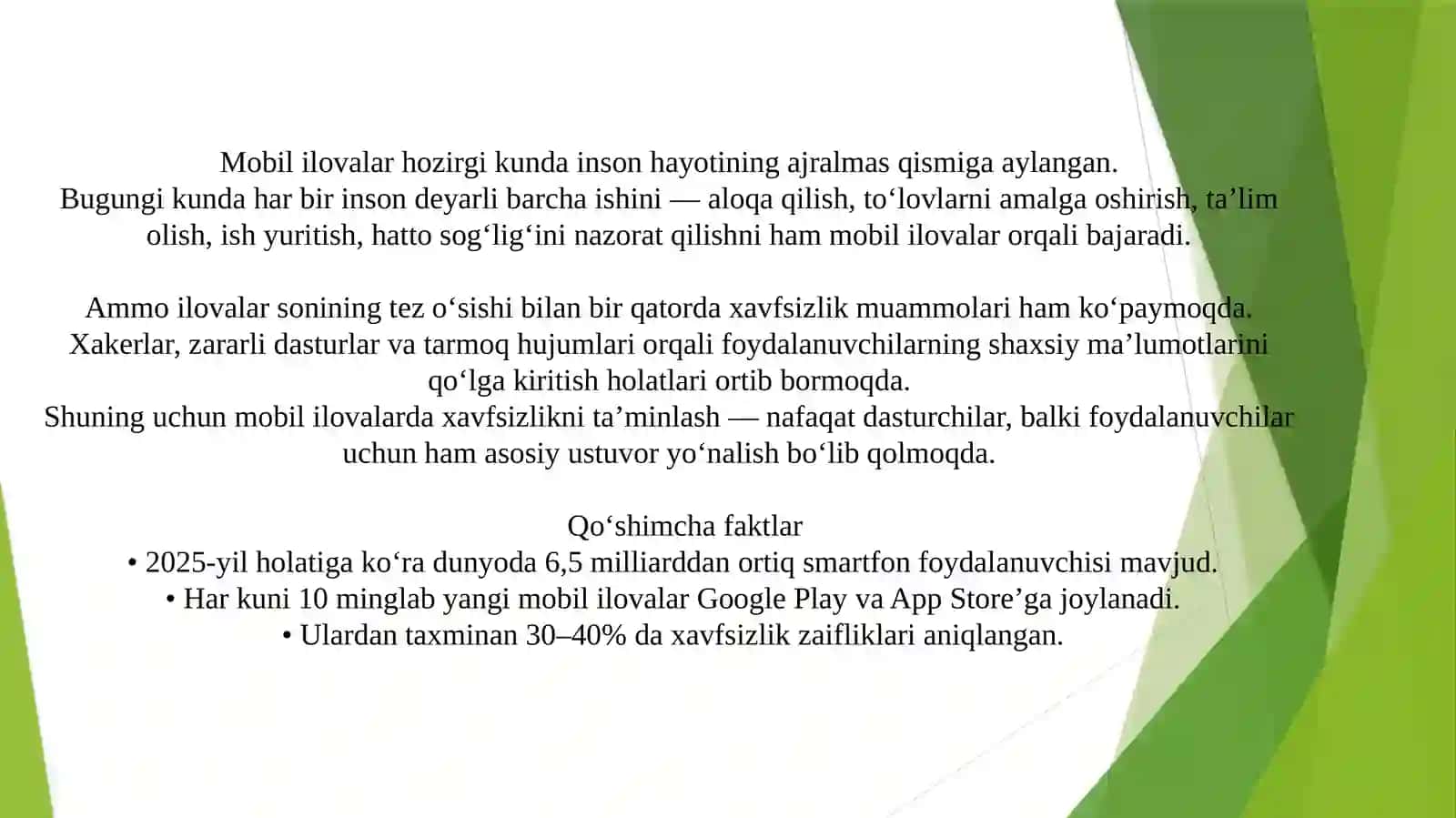 MOBIL ILOVALARDA XAVSIZLIK XATOLIKLAR VA ULARNI BARTARAF ETISH USULLARI 2