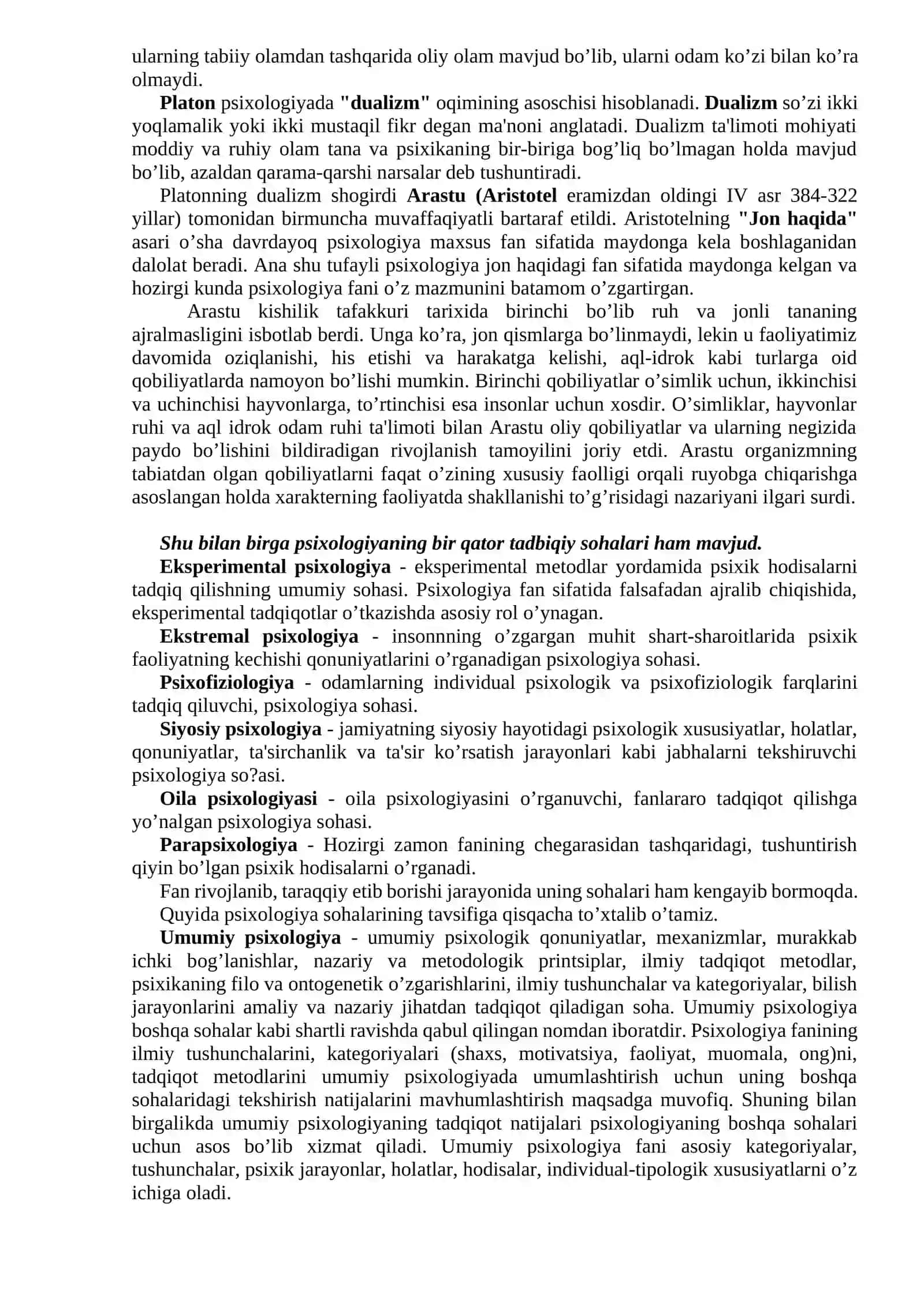 MAVZU PSIXOLOGIYA FANINING PREDMETI, RIVOJLANISH TARIXI SOHALARI VA TADQIQOT METODLARI 2