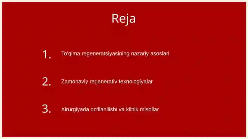Xirurgiyada to’qimalarni regeneratsiya qilish texnologiyalari 2