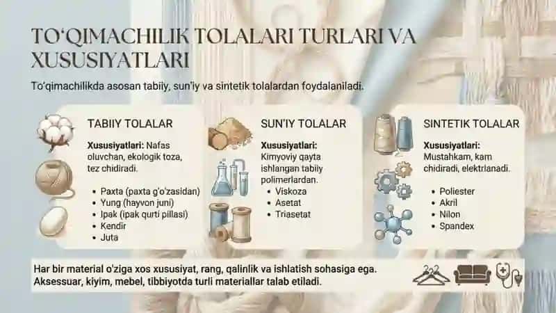 Turli xil toʻqimachilik materiallari bilan tanishish 2