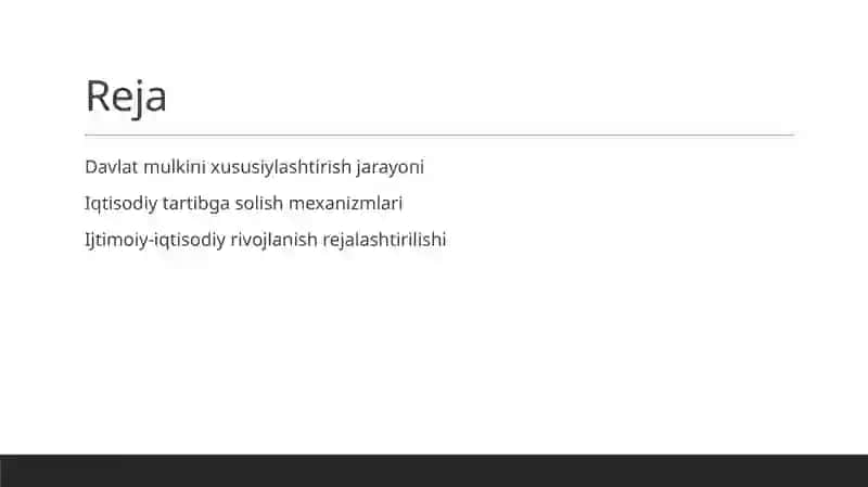 Davlat Mulkini Xususiylashtirish va Boshqarish 2
