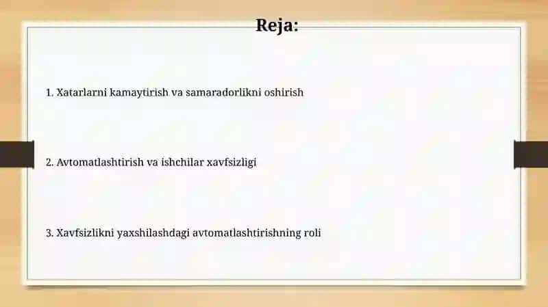 Avtomatlashtirish va ishchilar xavfsizligi 2