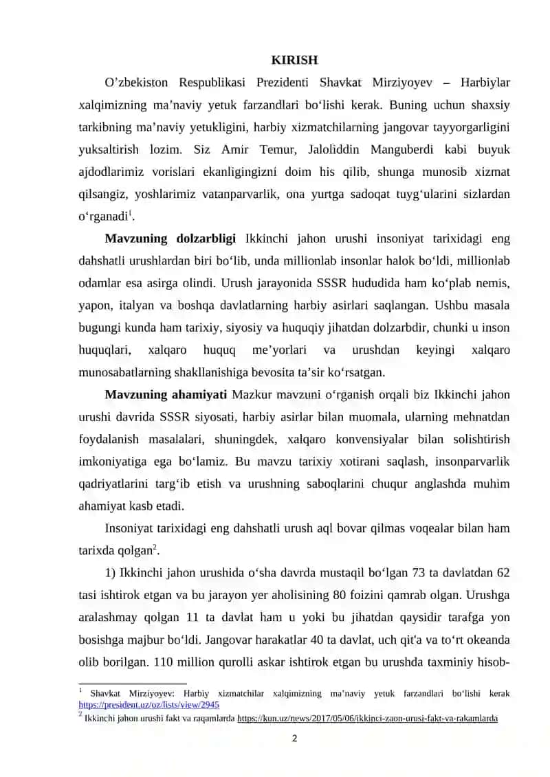 SSSR Davrida Ikinchi Jahon Urushi Harbiy Asirlari Masalasi 2