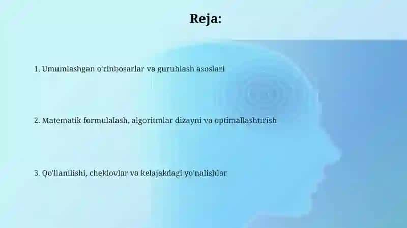Umumlashgan òrinlashtirishlar va guruhlashlar 2