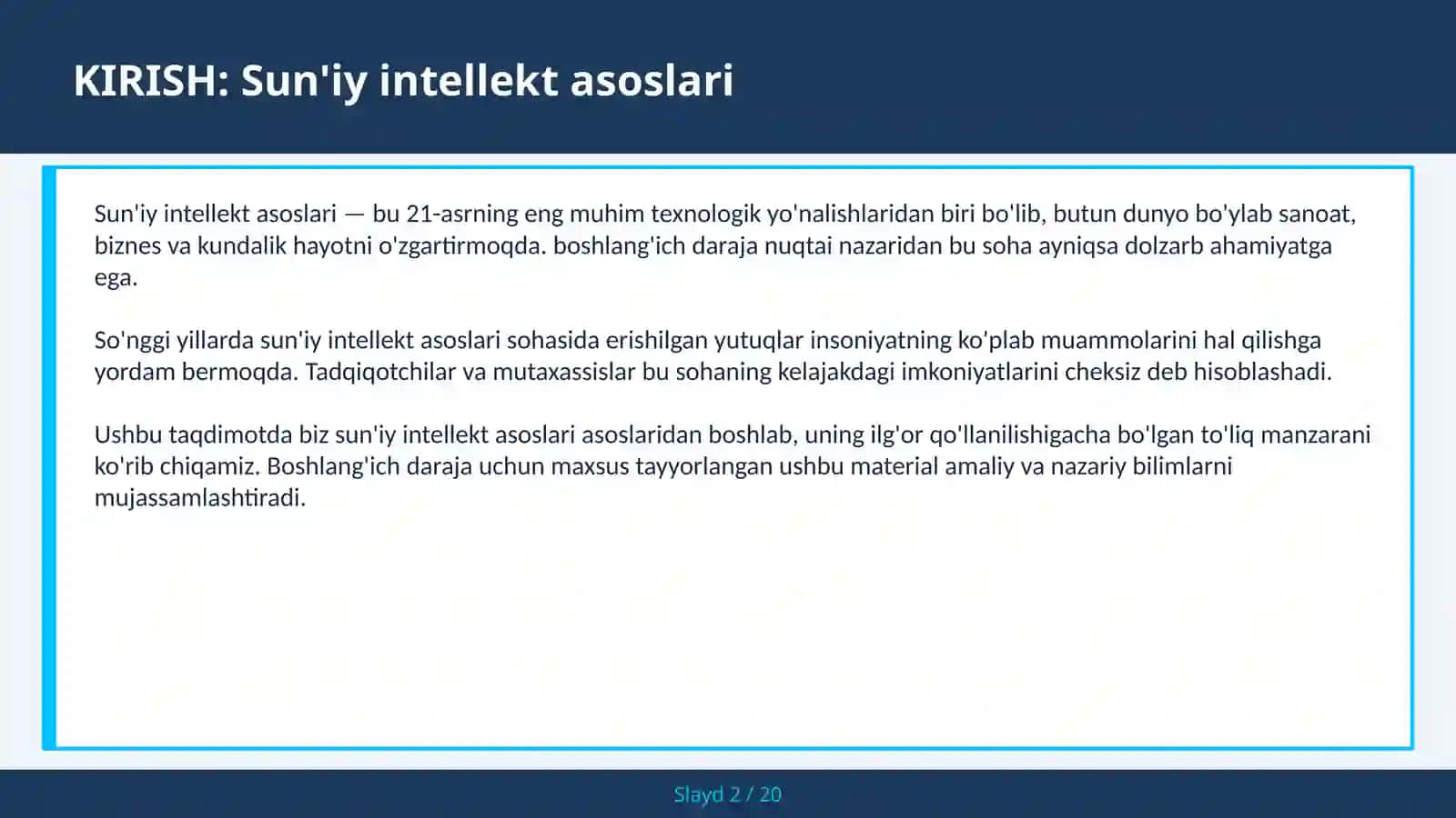 SUN'IY INTELLEKT ASOSLARI 2