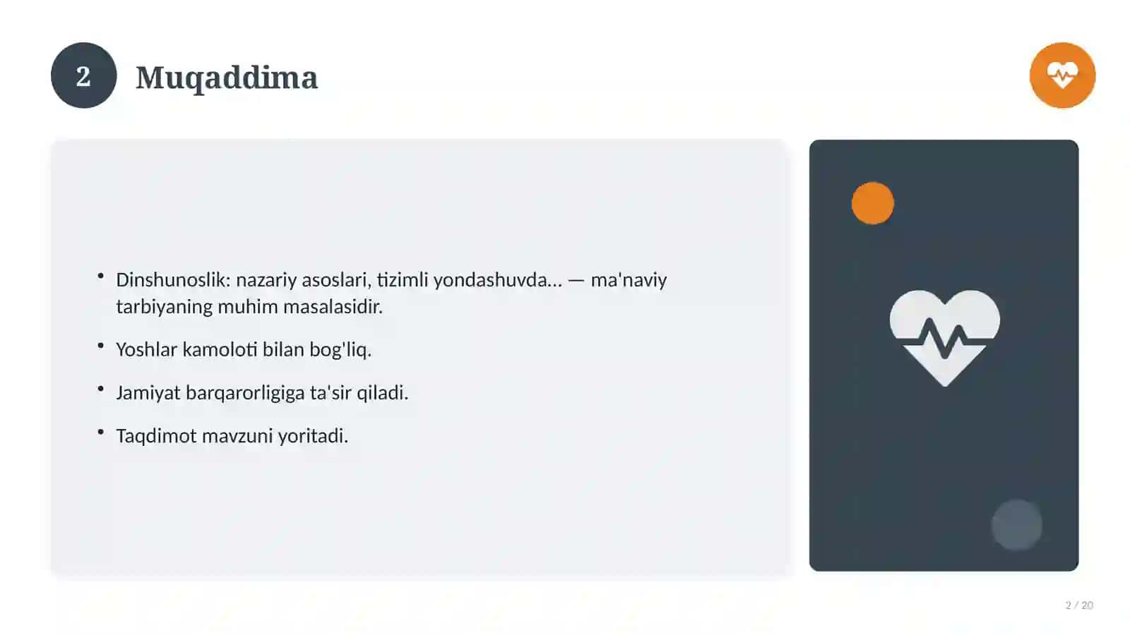 Dinshunoslik: nazariy asoslari, tizimli yondashuvda (Amaliyot hisoboti) 2