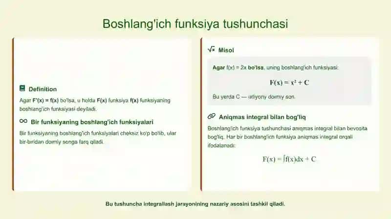 Aniqmas integrallar va integrallash usullari 2