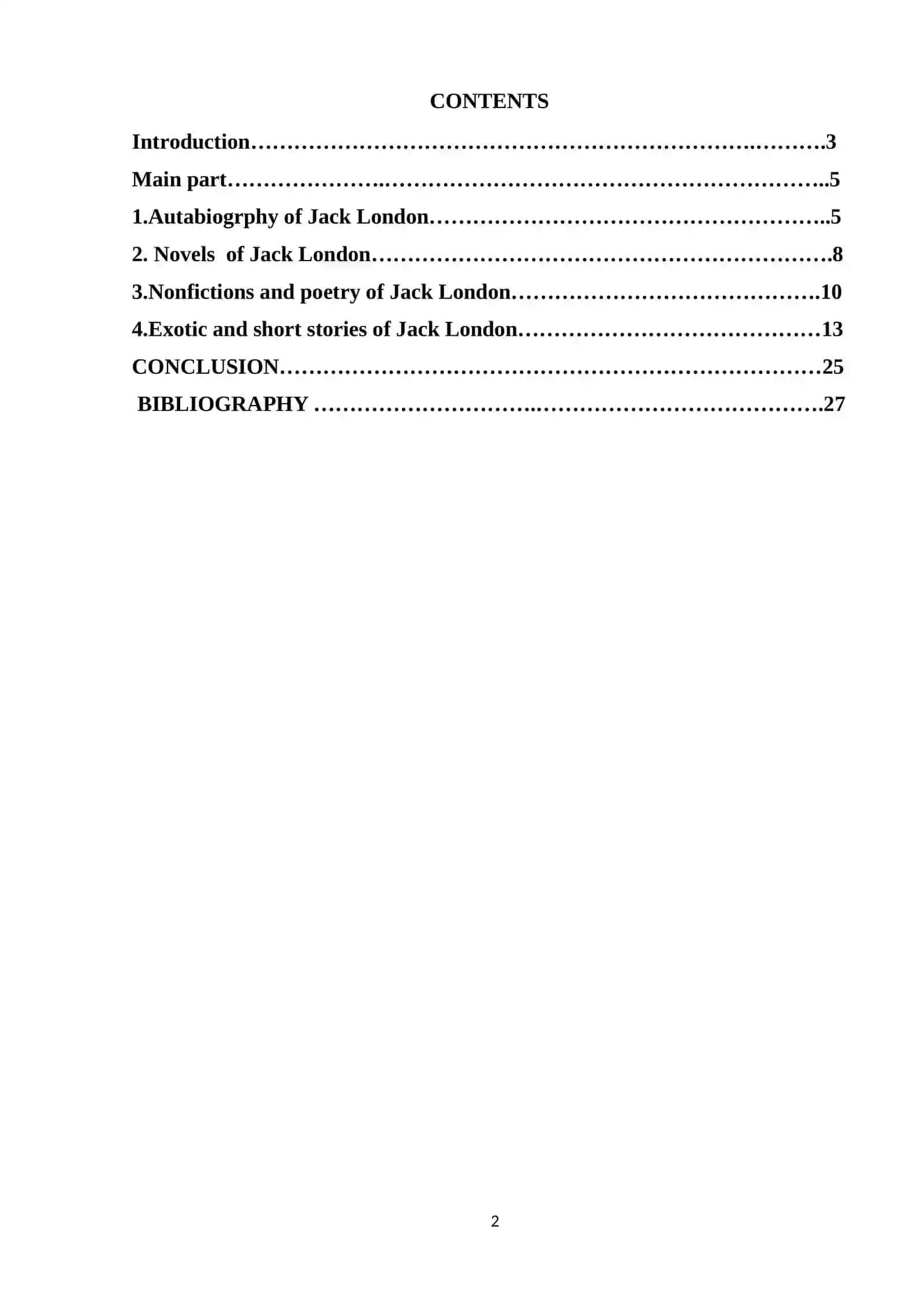 Exotic features in Jack London`s stories 2