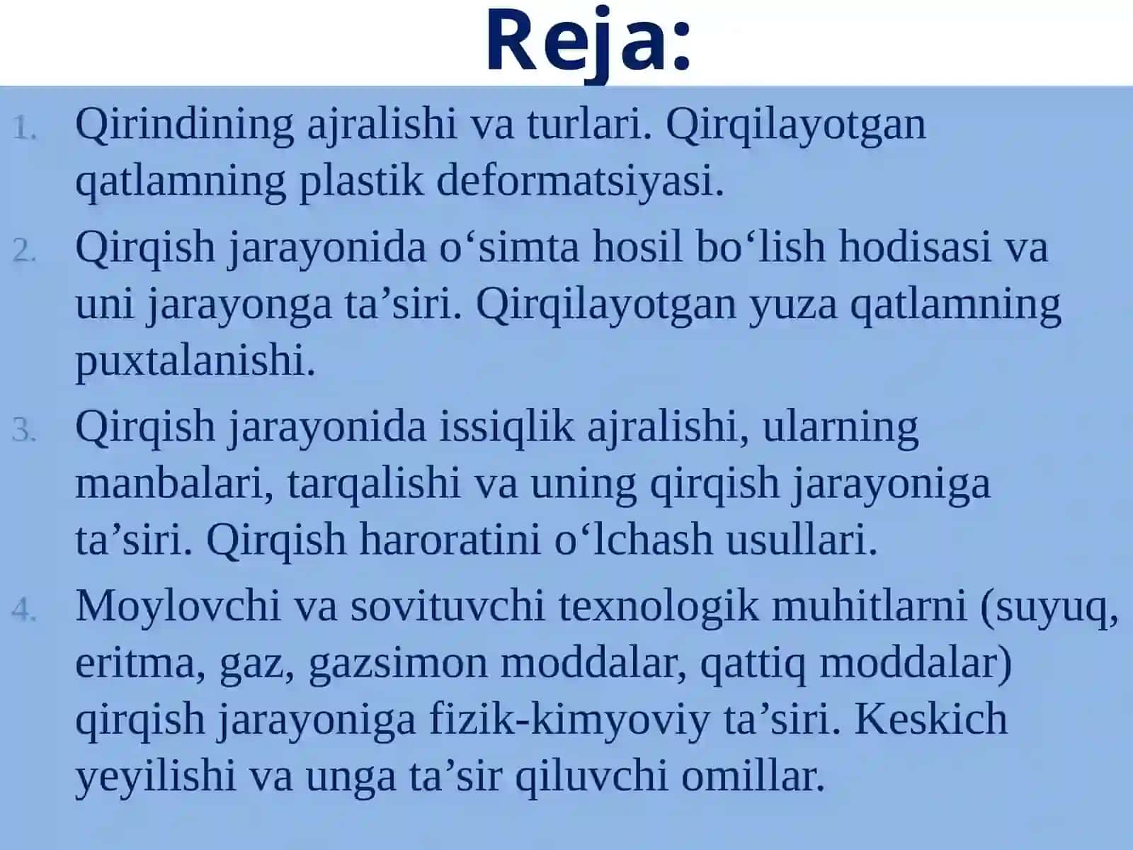 Kesib ishlashning fizikaviy asoslari 2