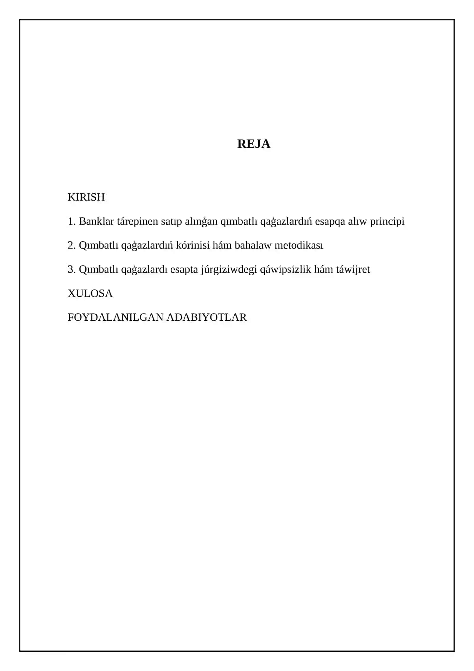 Bank tárepinen satıp alınģan qımbatlı qaģazlar esabı 2