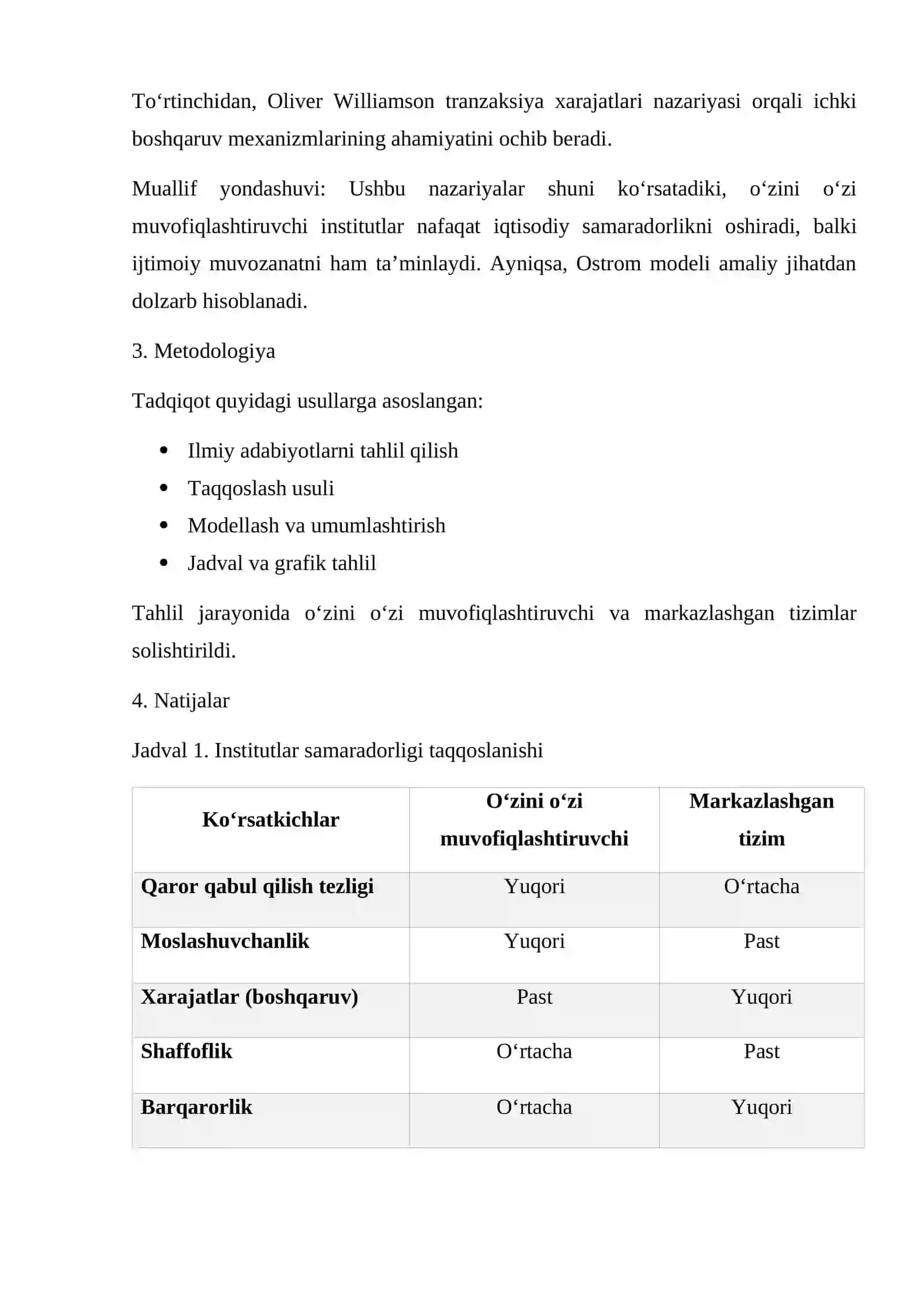 O‘ZINI O‘ZI MUVOFIQLASHTIRUVCHI INSTITUTLAR FAOLIYATI: NAZARIY VA AMALIY TAHLIL 2