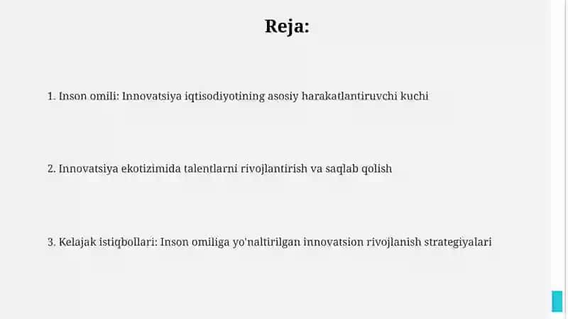 Inson omili: Innovatsiya iqtisodiyotda inson omilini aktivlashtirish 2