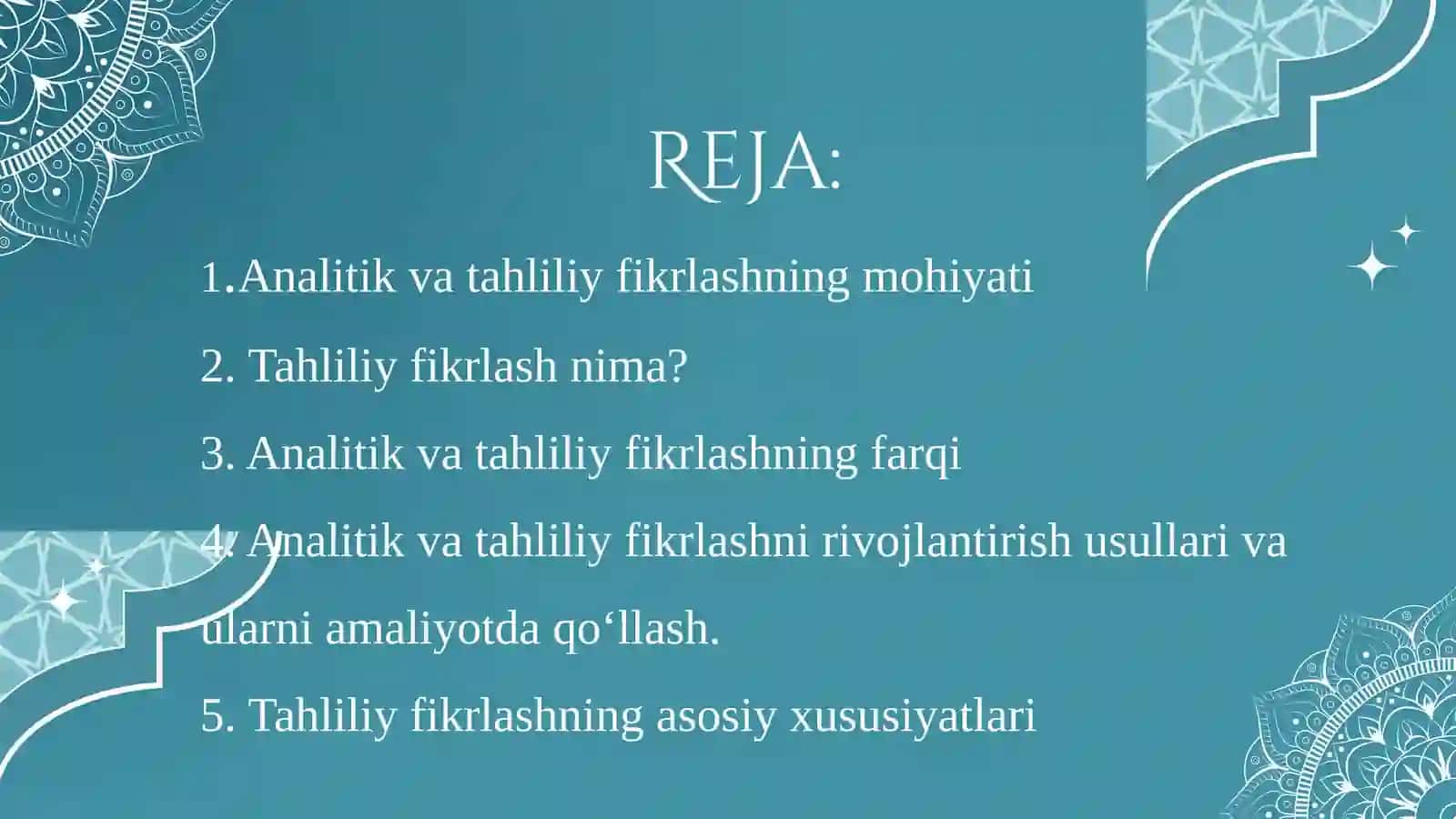 Analitik va tahliliy fikrlash. 2