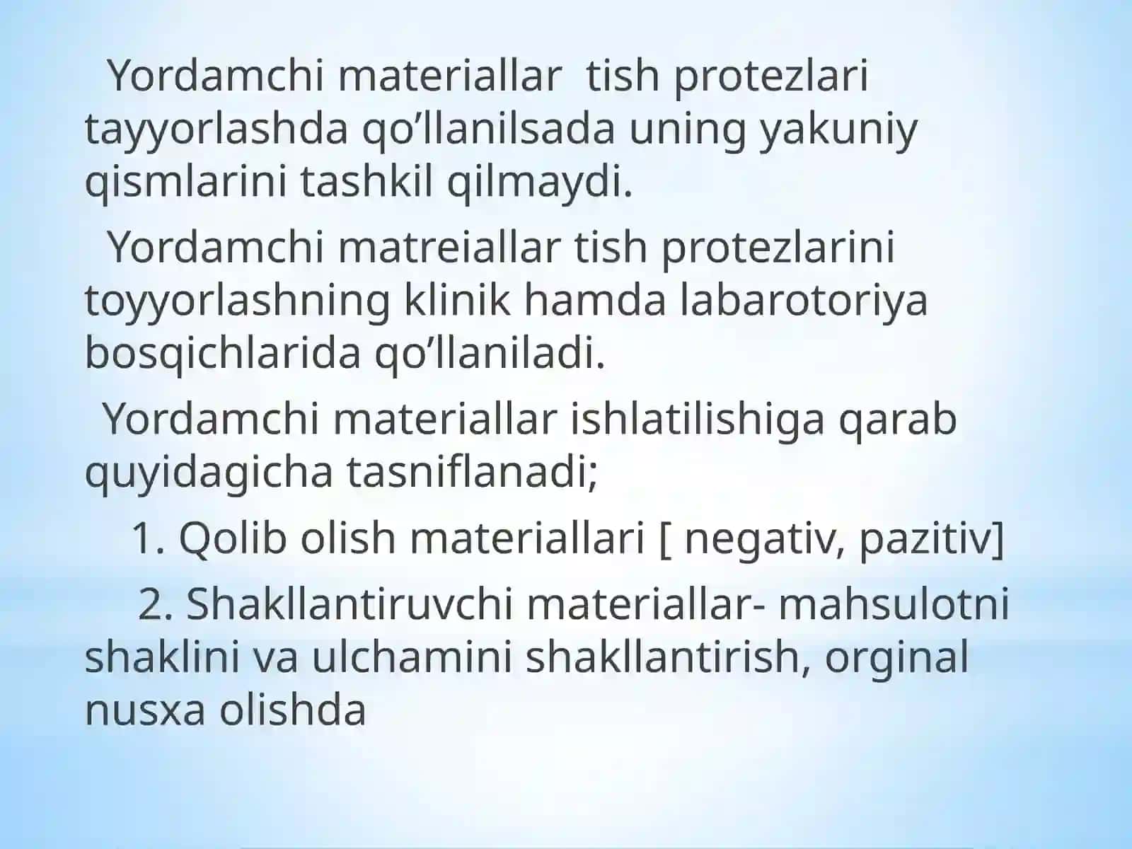 Tish sozlash texnikasida ishlatiladigan qushimcha xomashyolar 2