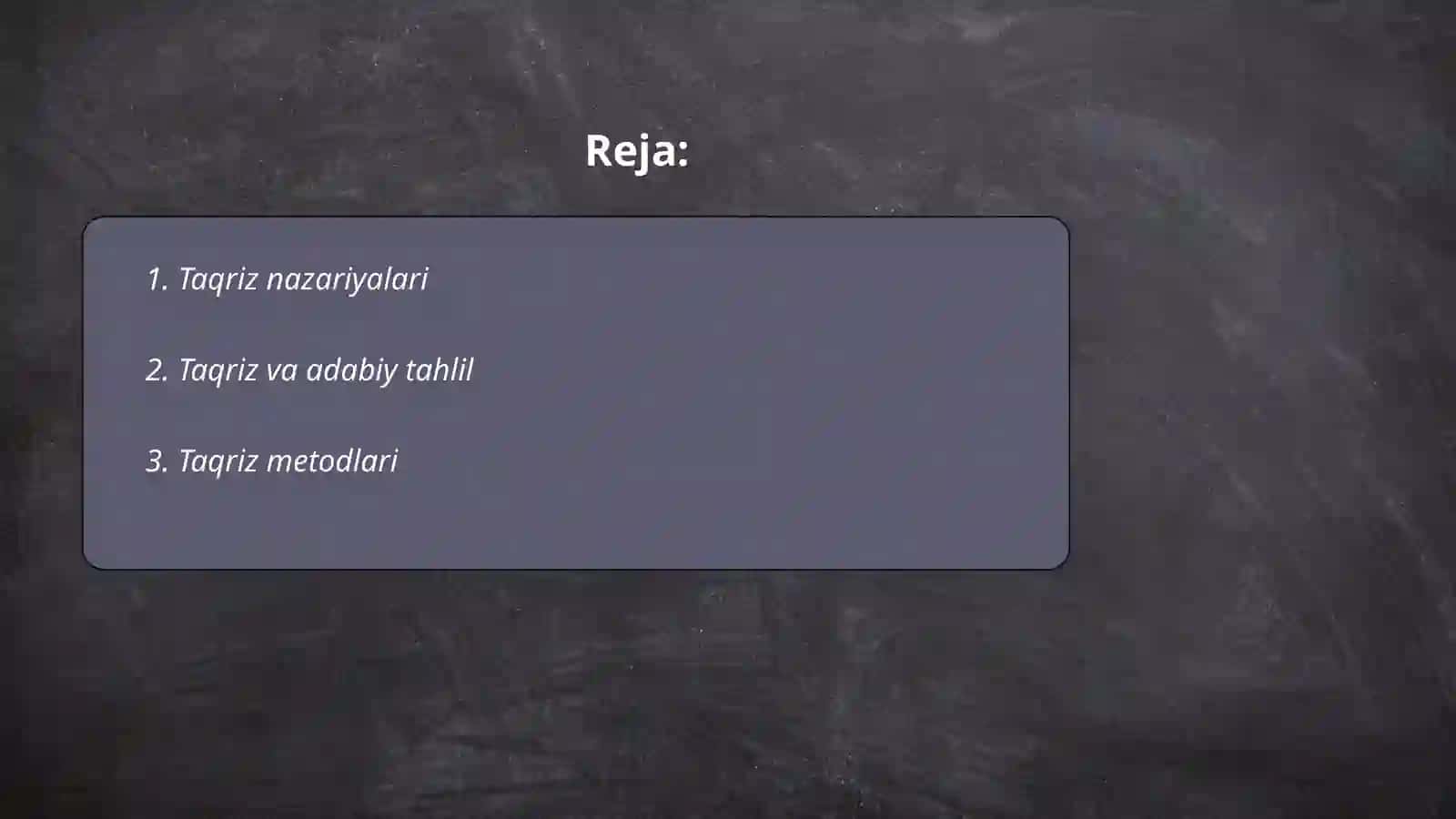 Taqriz nazariyalari 2
