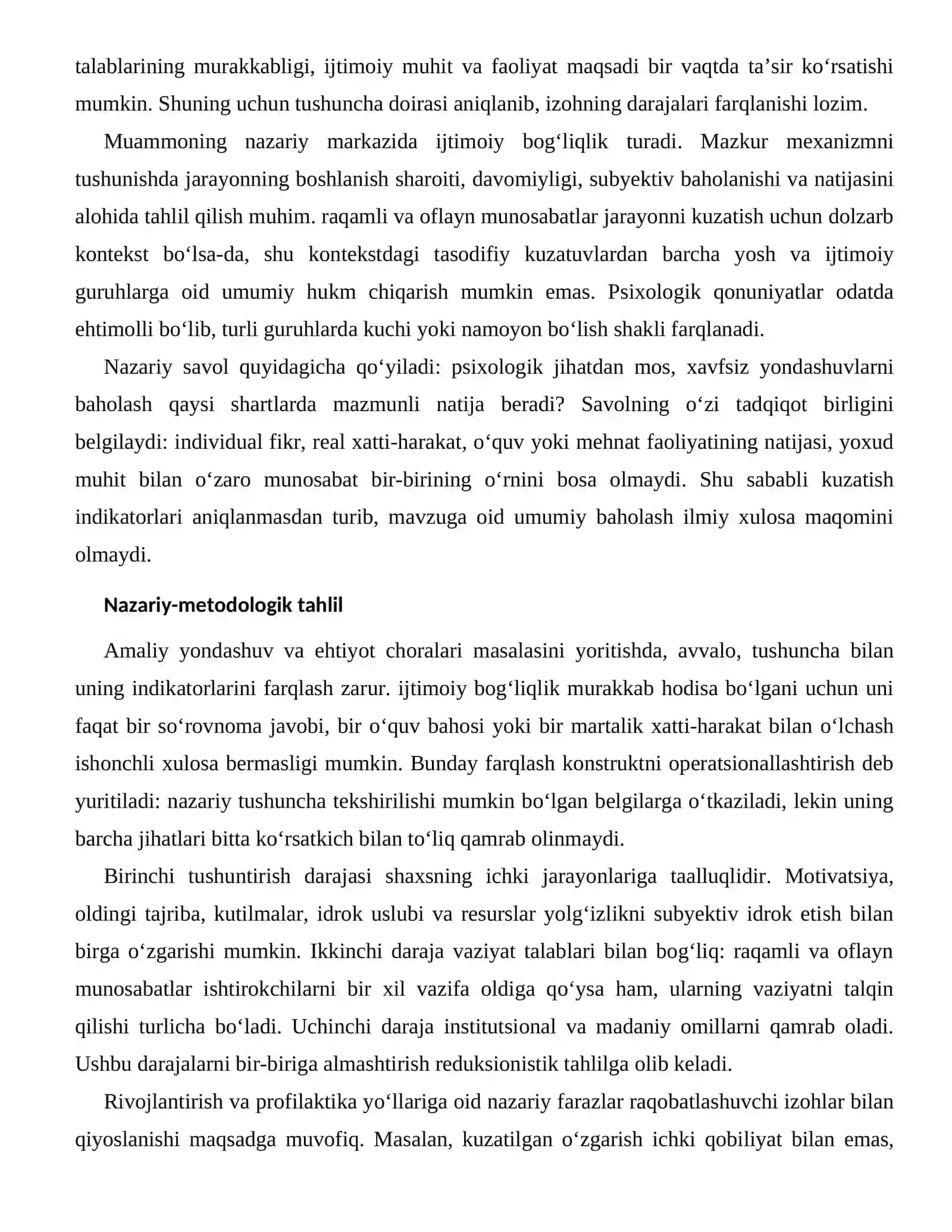 YOLG‘IZLIKNI SUBYEKTIV IDROK ETISHNING RIVOJLANTIRISH VA PROFILAKTIKA YO‘LLARI 2