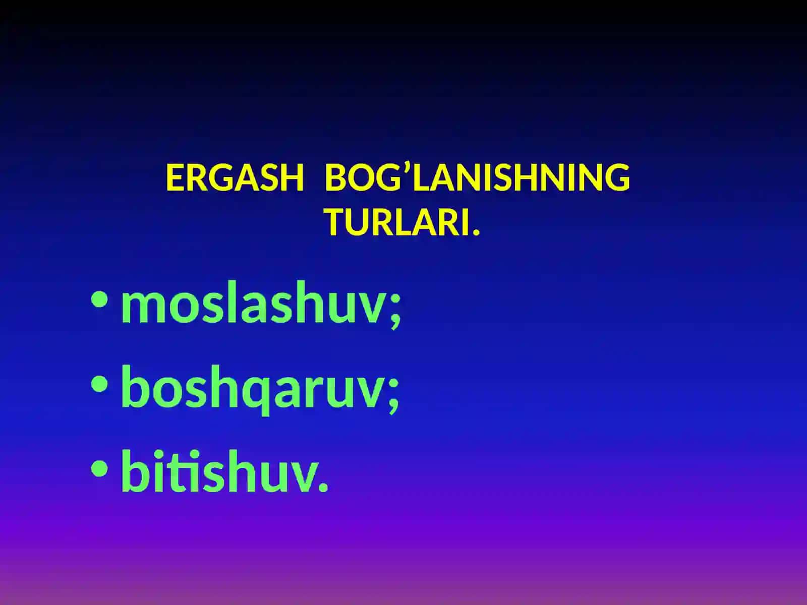 Ona tilini o'rgatish. So'z birikmasida so'zlarning o'zaro birikish usullari 2