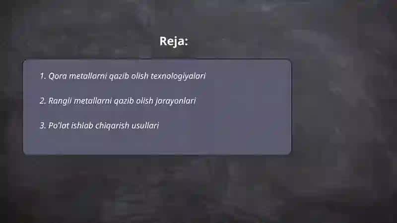 Qora va rangli metallar ishlab chiqarish sanoati 2