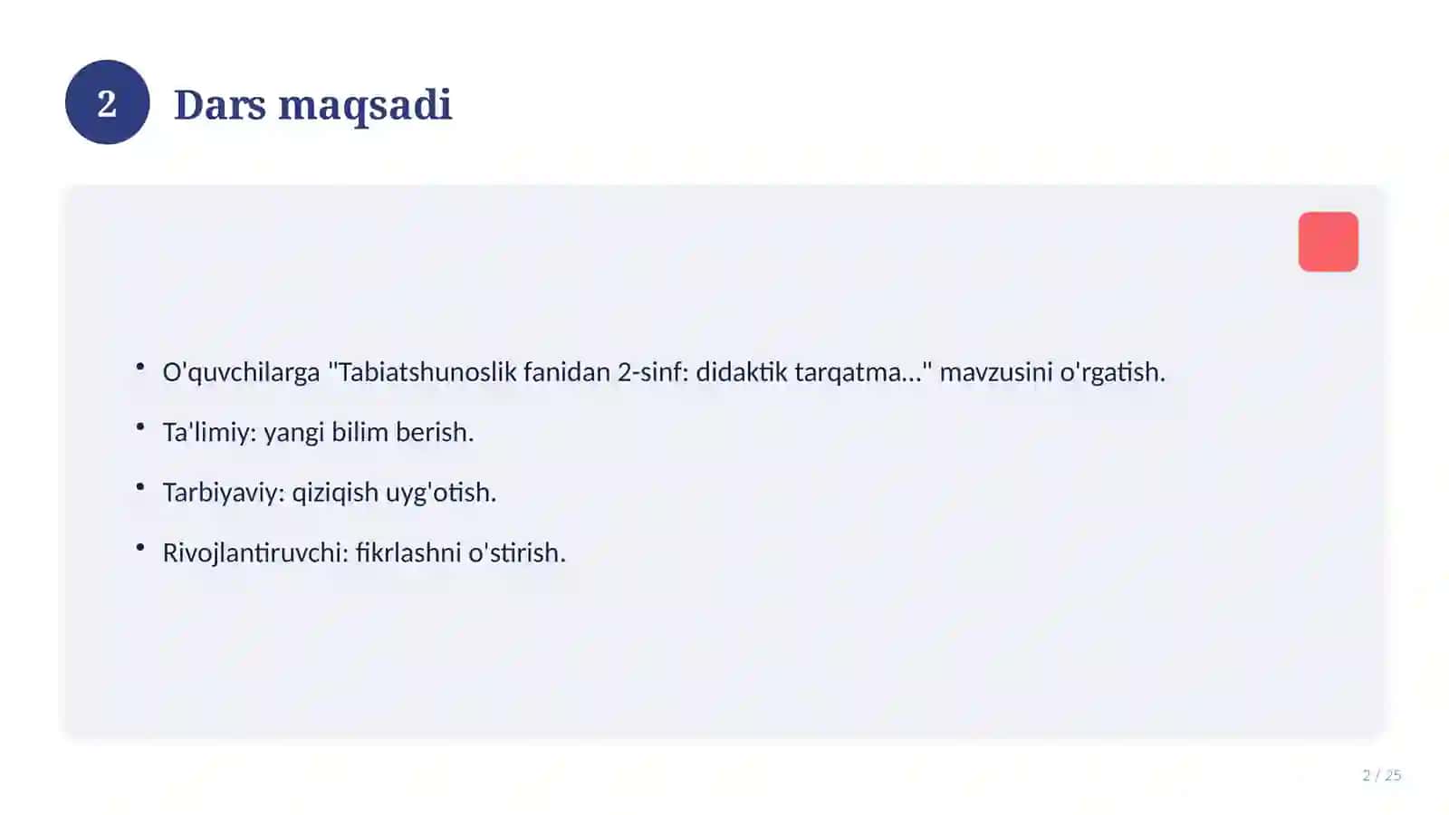 Tabiatshunoslik fanidan 2-sinf: didaktik tarqatma materiallar 2