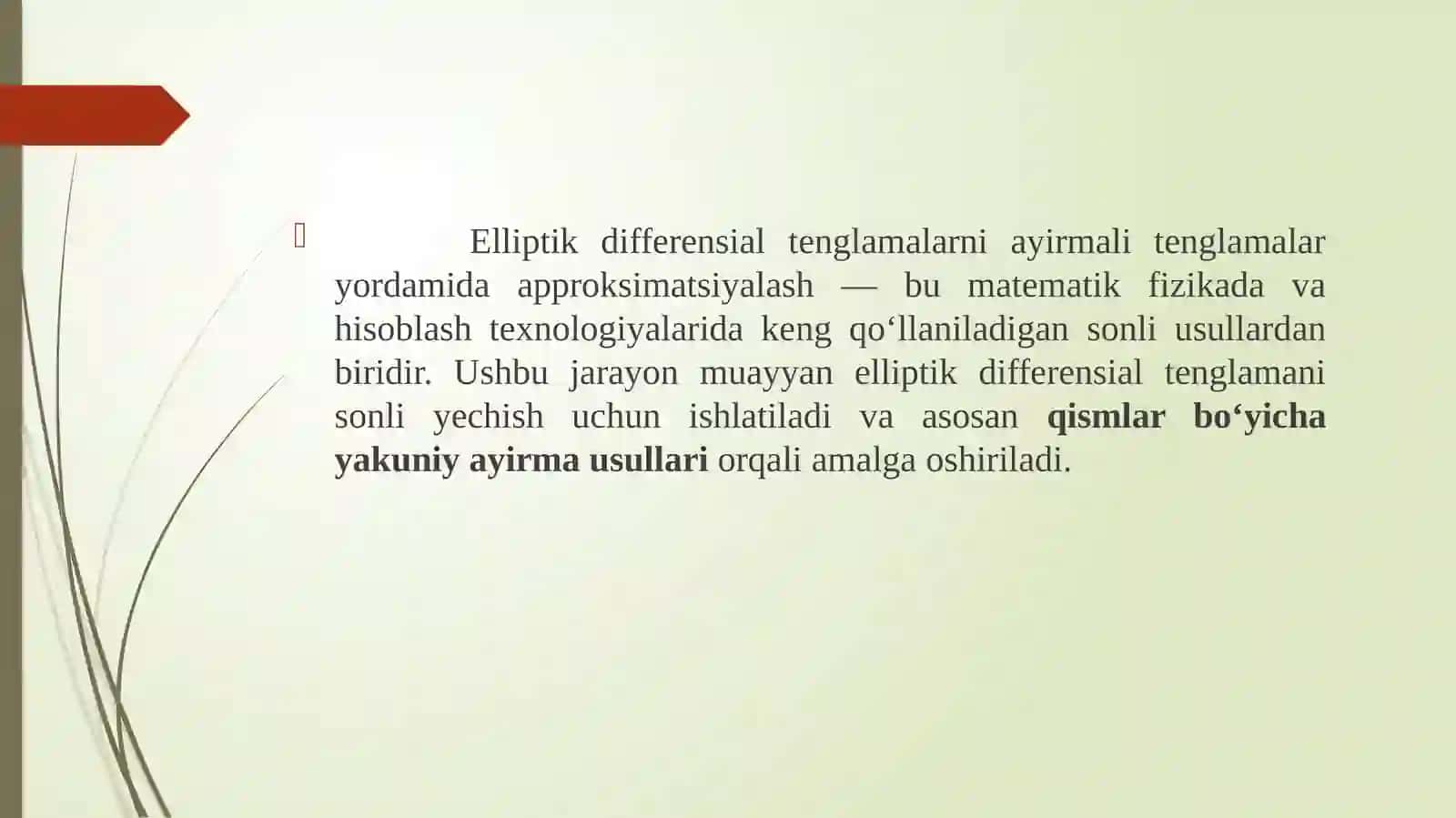 Elliptik differensial tenglamalarni ayirmali tenglamalar bilan approksimatsiyalash 2