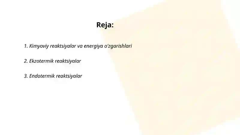 Kimyoviy jarayonlarda sodir bo'ladigantermik effektlarga oid ma'lumotlar 2