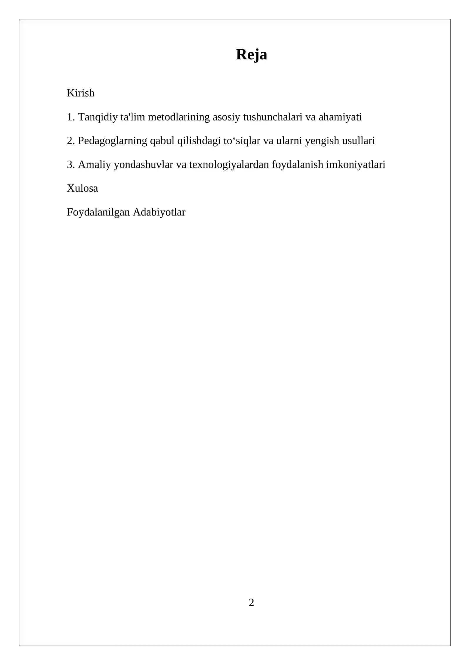 Tanqidiy Pedagogika Metodlari 2