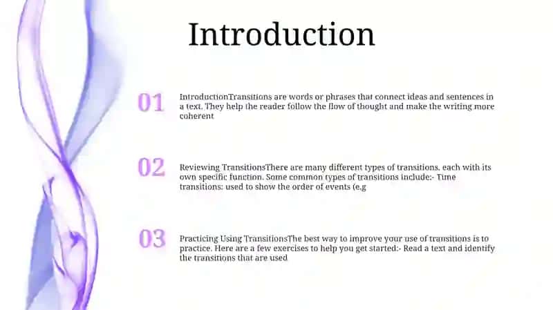 Reviewing And Practicing Using Transitions 2