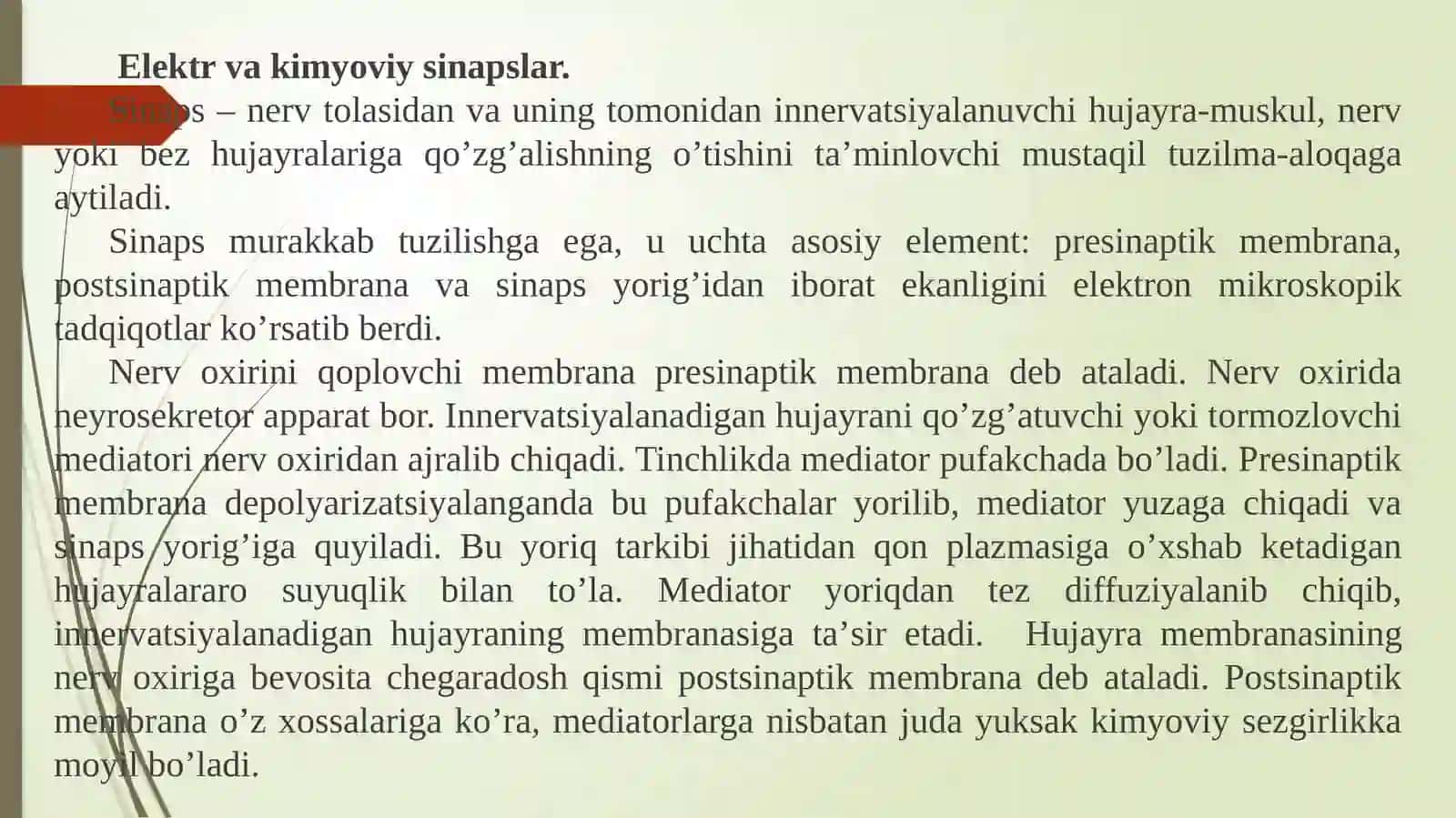 Sinapslar fiziologiyasi 2