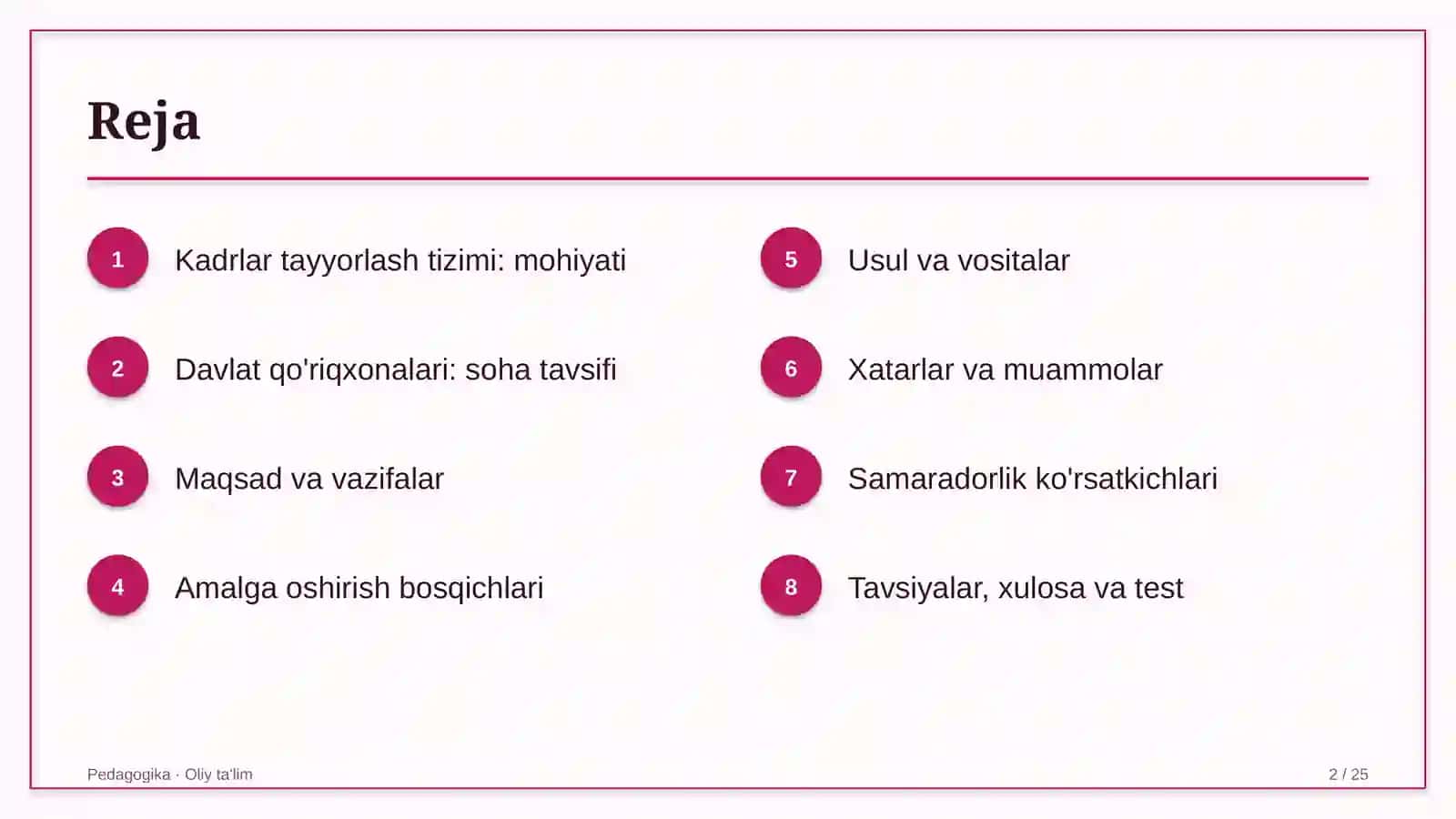 Davlat qo'riqxonalarida kadrlar tayyorlash tizimi 2