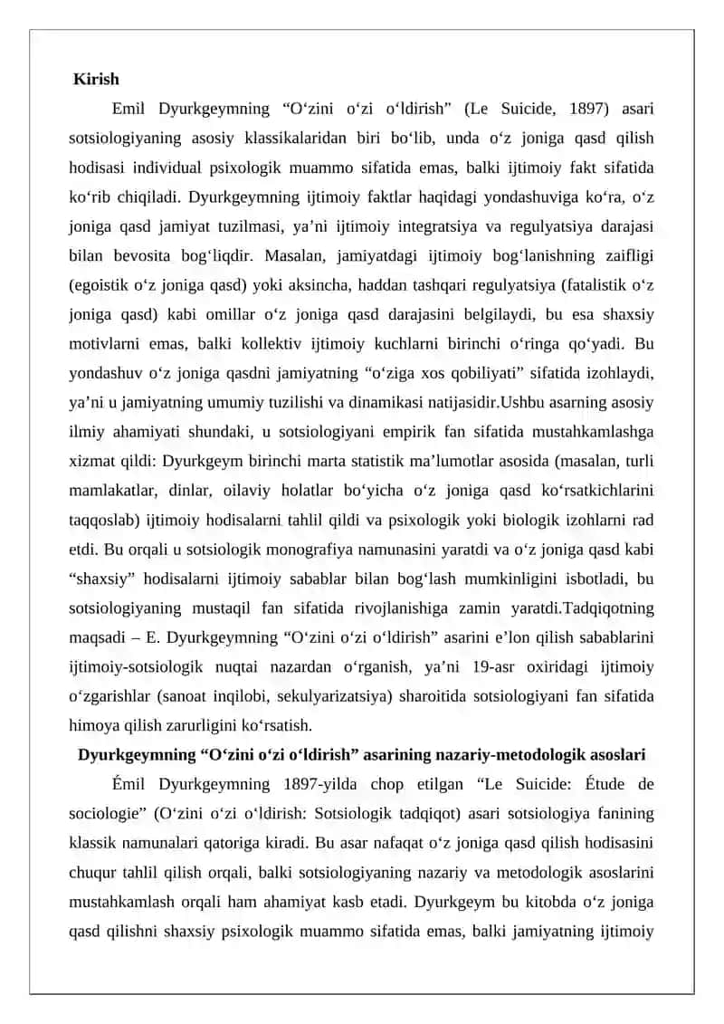 Emil Dyurkgeym "Oʻzini oʻzi oʻldirish" 2