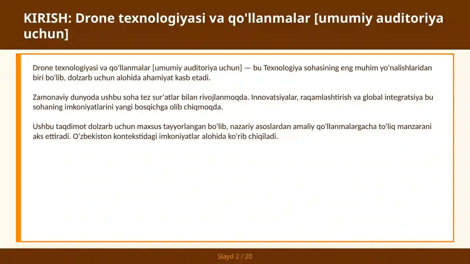 Drone texnologiyasi va qo'llanmalar [umumiy auditoriya uchun] 2
