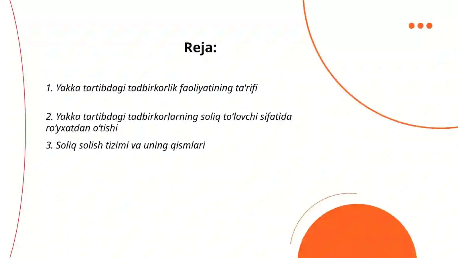 Yakka tartibdagi tadbirkorlarning daromadlariga soliq solishning o’ziga xos xususiyatlari 2