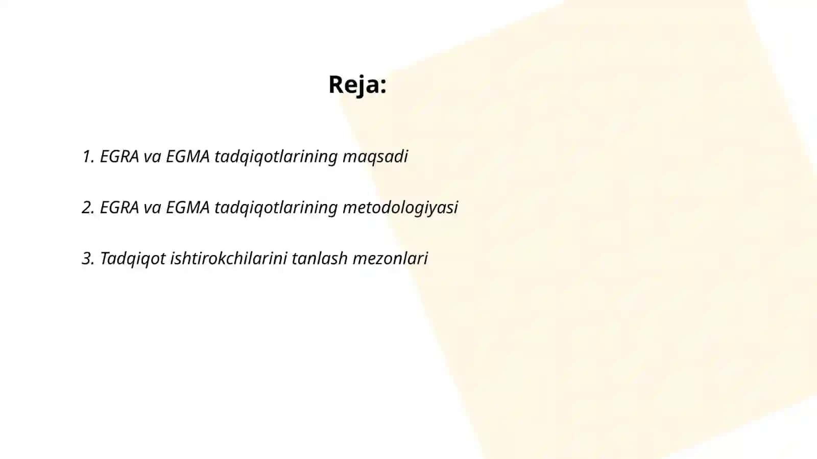 EGRA VA EGMA TATQIQOTNING TASHKIL ETILISHI 2