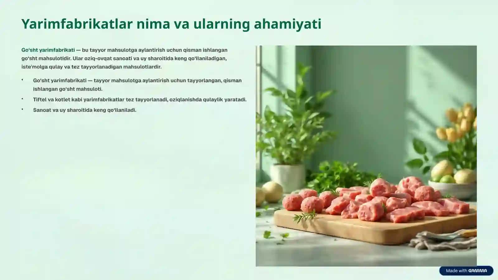 Go‘shtdan tayyorlanadigan yarimfabrikatlar va ularni saqlashda sanitariya-gigiyena talablari 2
