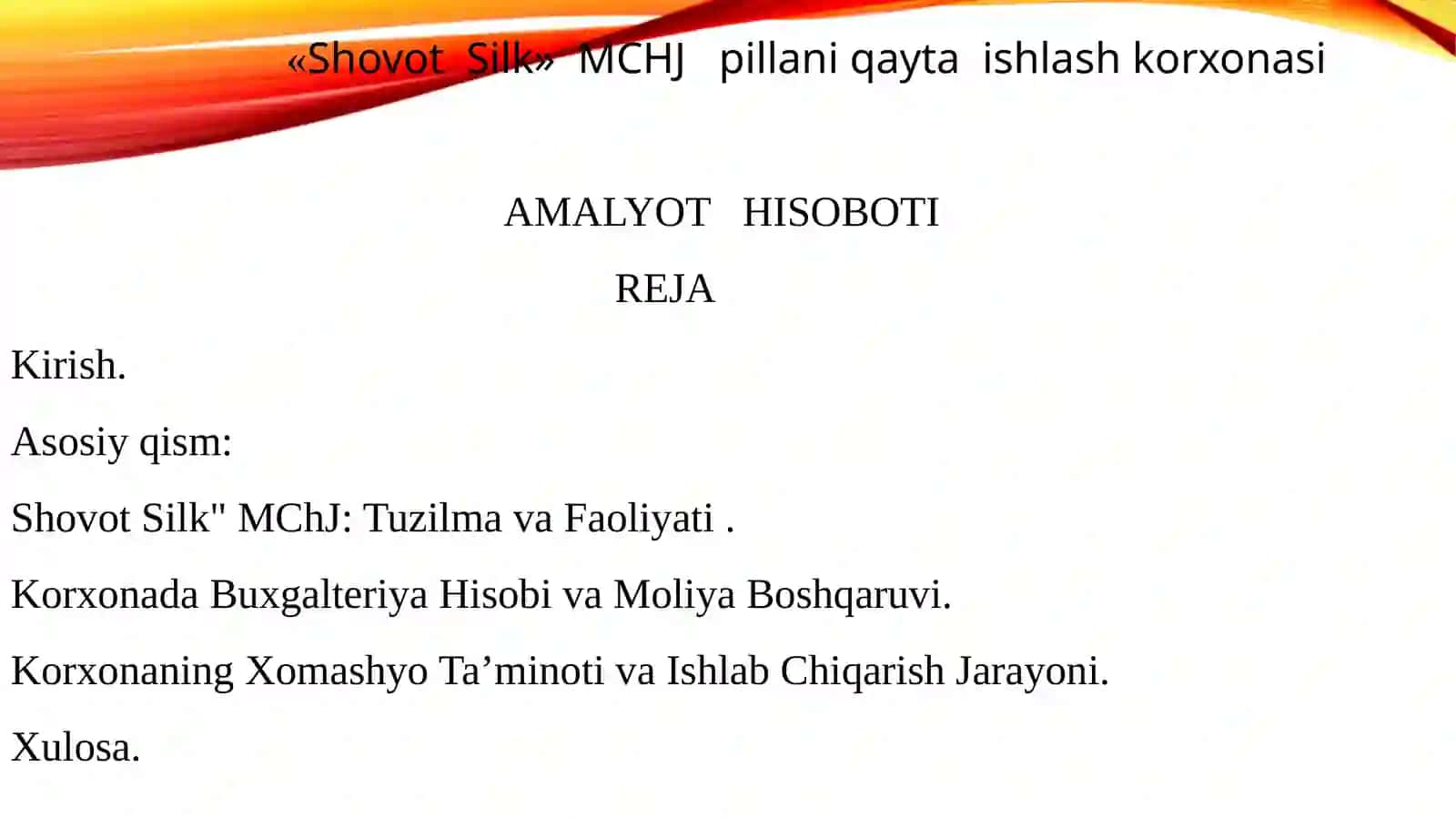 «Shovot  Silk»  MCHJ   pillani qayta  ishlash korxonasi 2