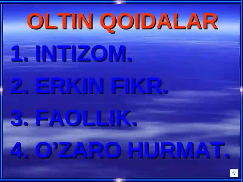 OLTIN QOIDALAR 2