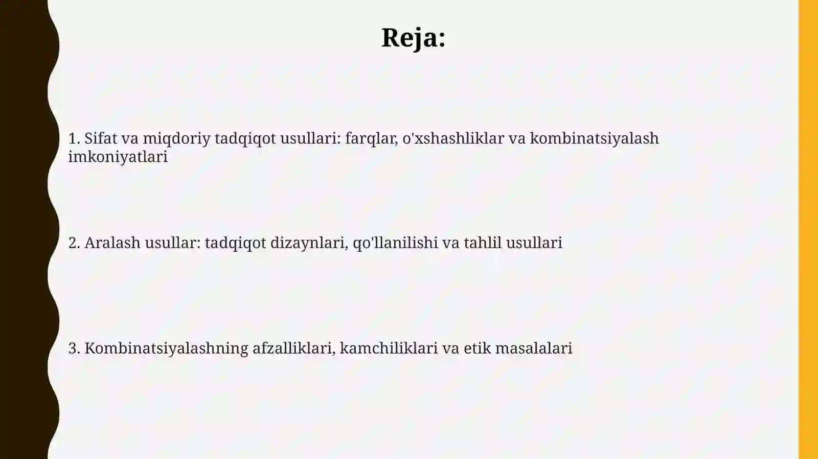 Yozuv tadqiqot usullari:Sifatli va miqdoriy metod: tadqiqotda qo'shilish imkoniyatlari 2