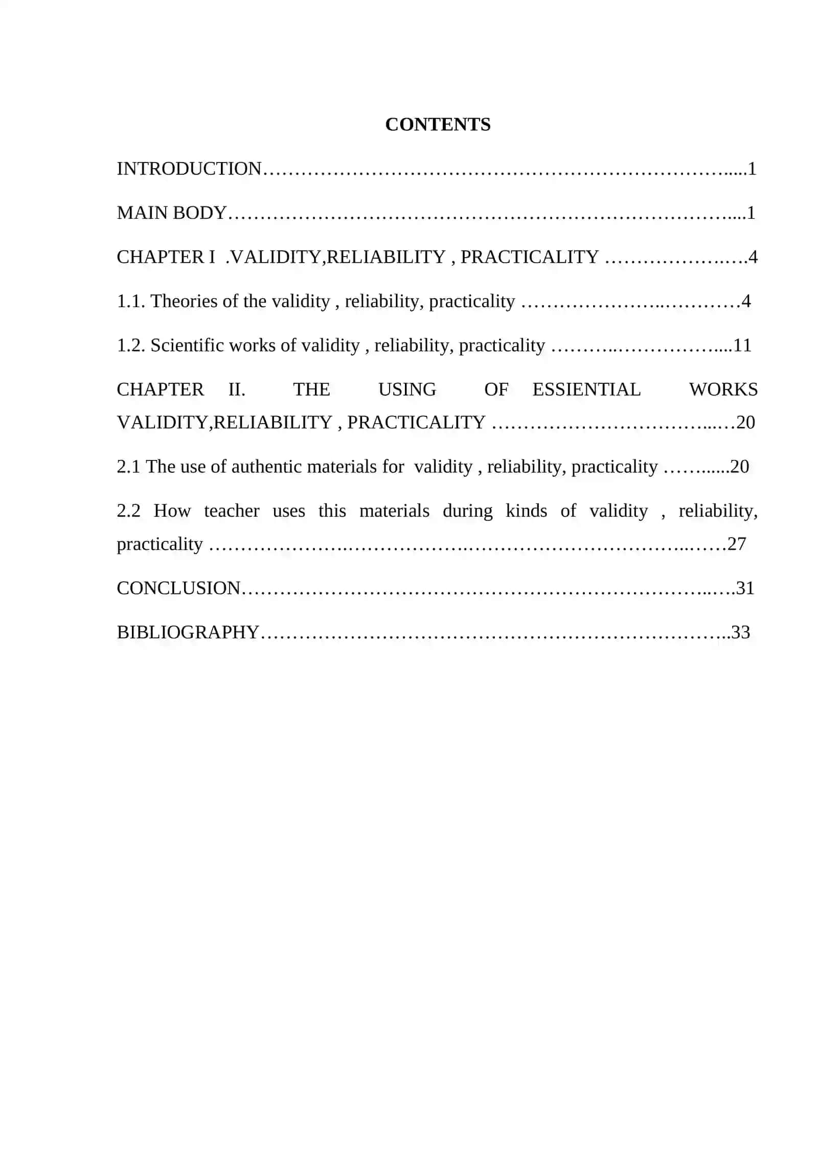 Kurs ishi "VALIDITY,RELIABILITY, PRACTICALITY" 2
