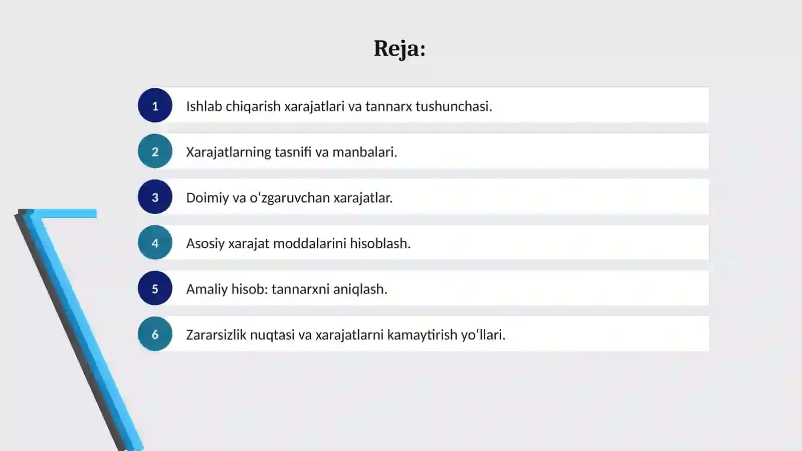 Korxonaning ishlab chiqarish xarajatlarini aniqlash 2