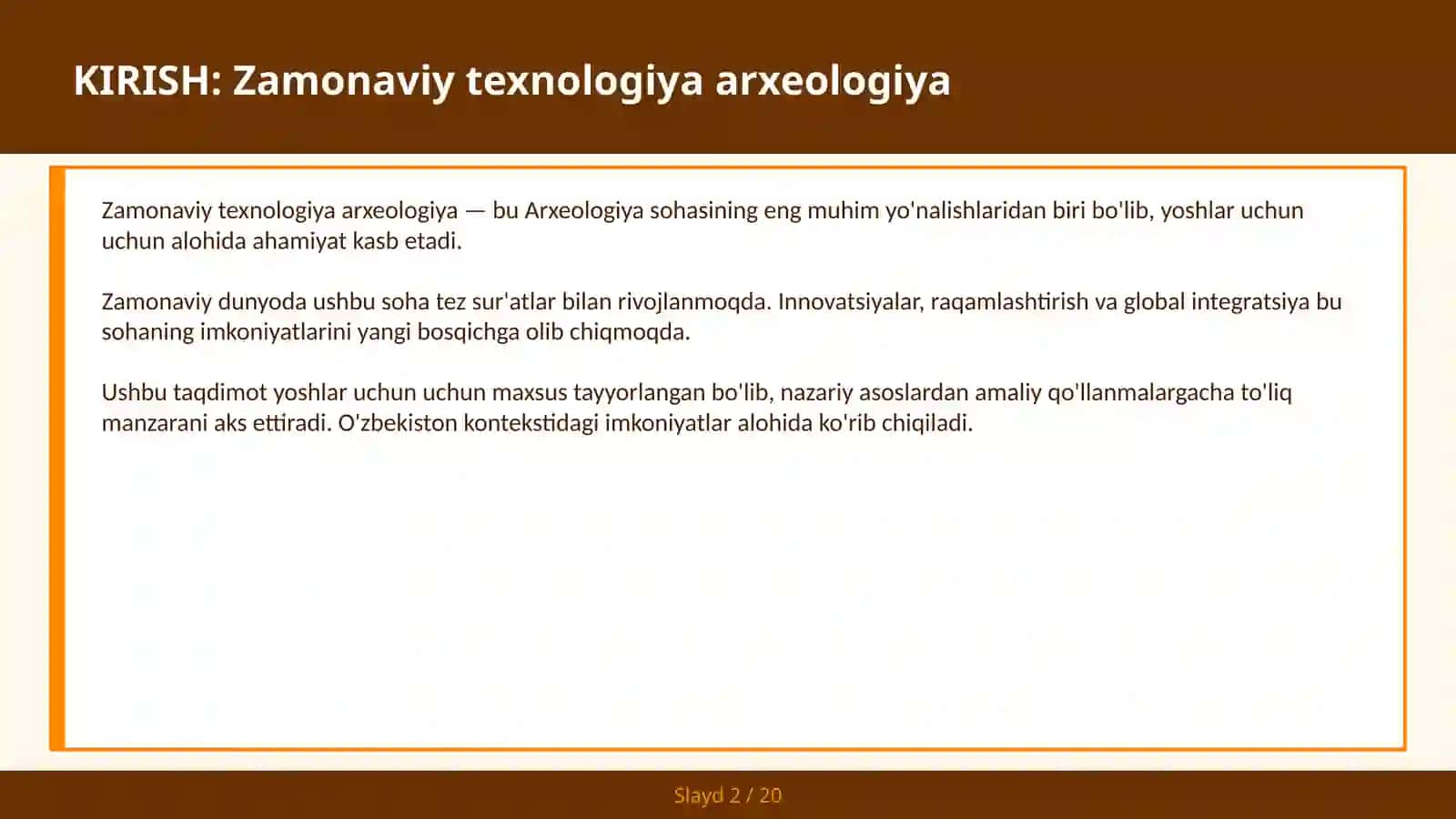 Zamonaviy texnologiya arxeologiya 2