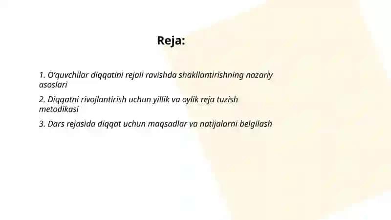 Oʻquvchilar diqqatini rejali ravishda shakllantirishning nazariy asoslari 2