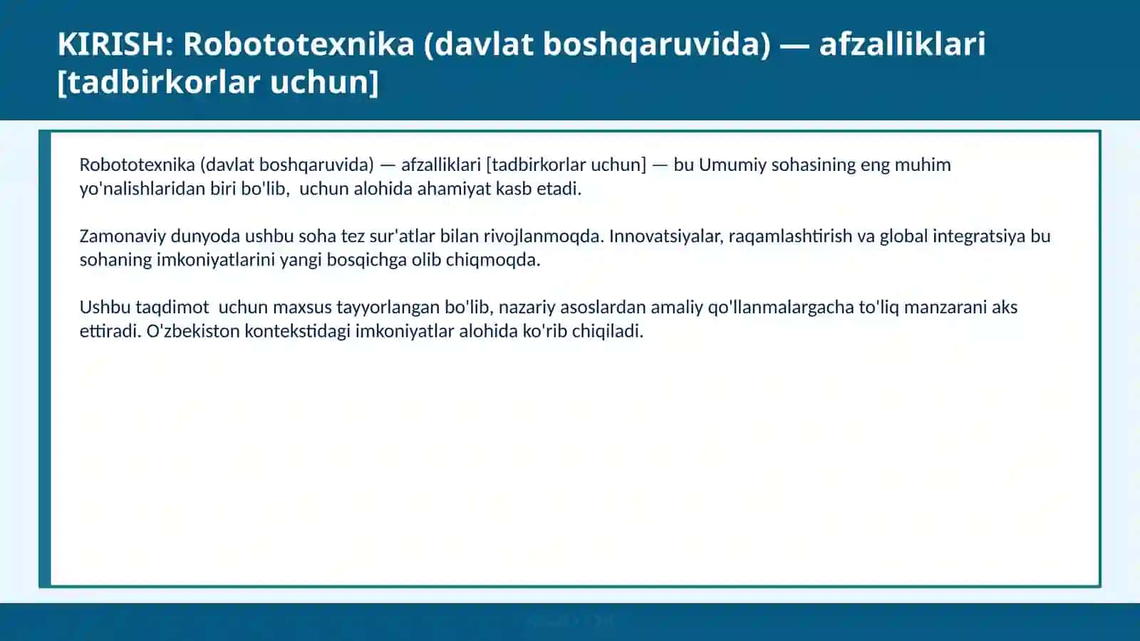 Robototeknika (Davlat boshqaruvida) - afzalliklari [tadbirkorlar uchun] 2