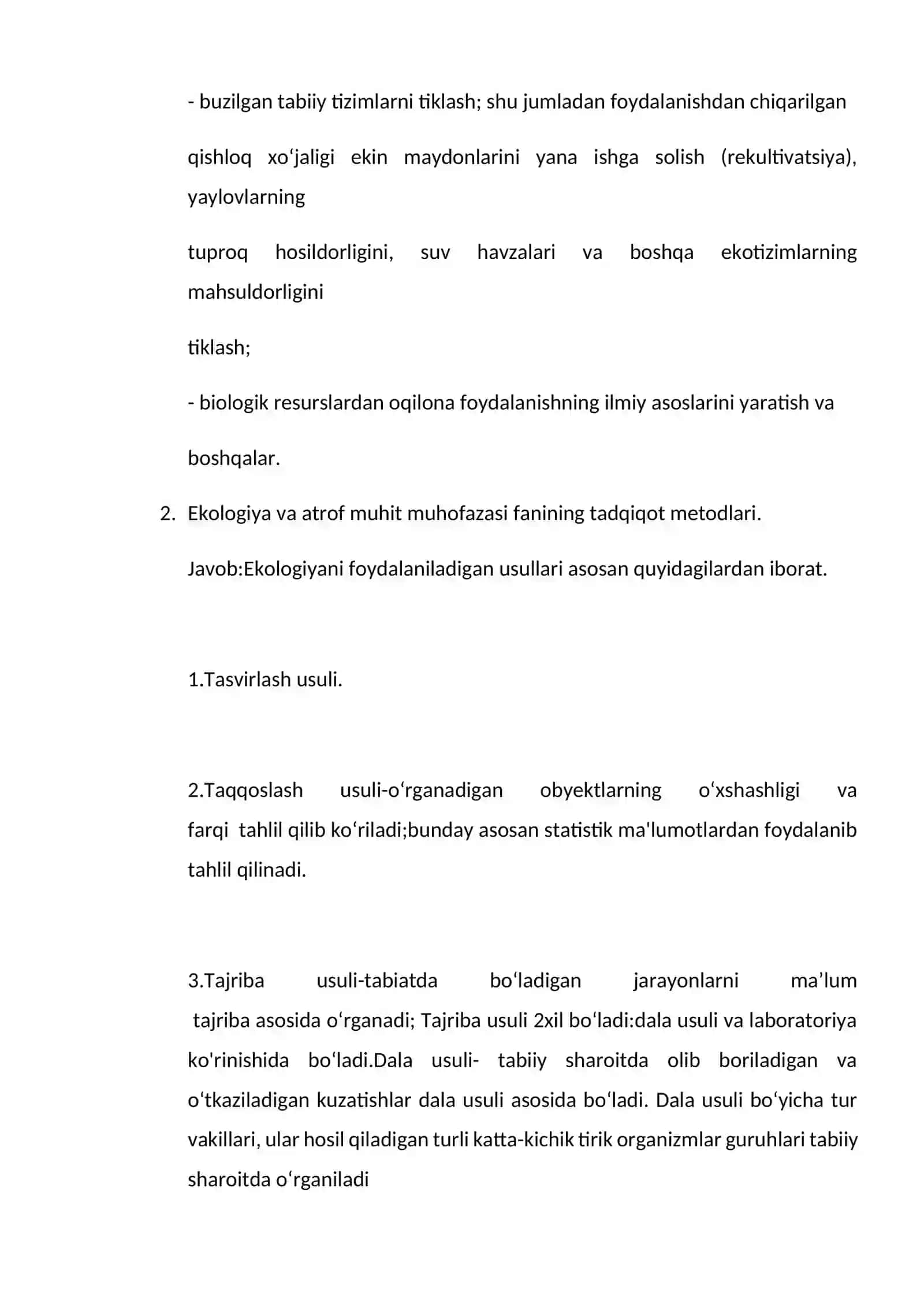 EKOLOGIYA VA ATROF MUHIT MUHOFAZASI FANIDAN MUSTAQIL TA’LIM MASHG‘ULOTLARI 2