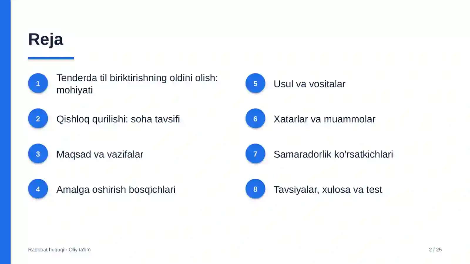 qishloq qurilishida tender ishtirokchilari o'rtasidagi til biriktirishning oldini olish 2962 2
