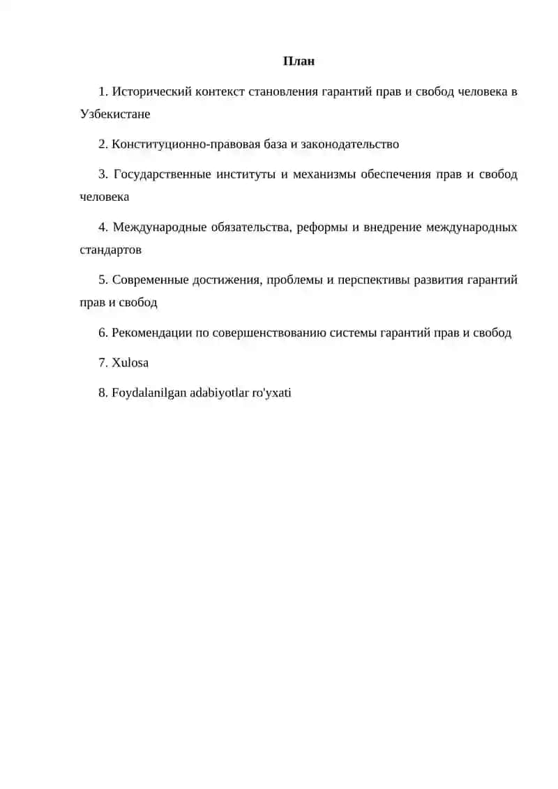 Самостоятельная работа "Становление гарантий прав и свобод человека в Узбекистане" 2